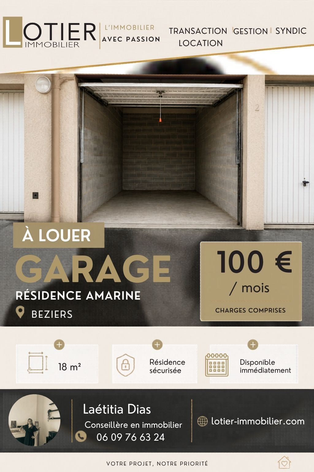 BEZIERS   RÉSIDENCE AMARINE   GARAGE / BOX À LOUER