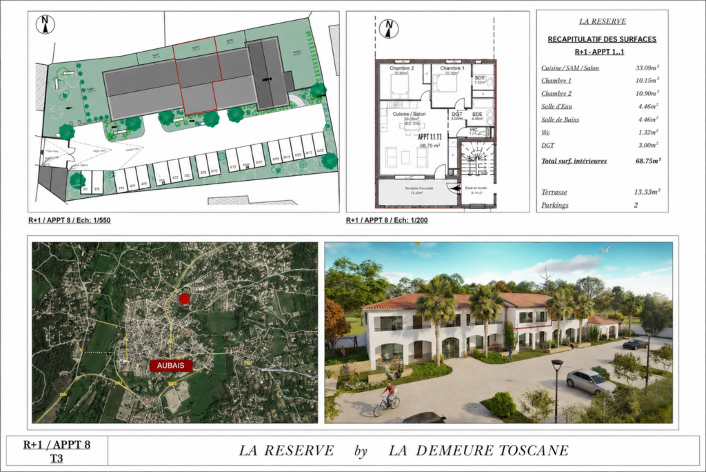 Coup de coeur à Aubais : T3 neuf avec terrasse dans une résid